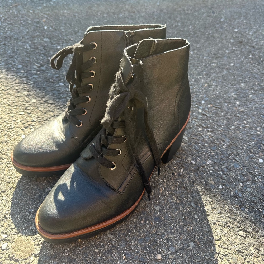 black high heel booties from famous footwear